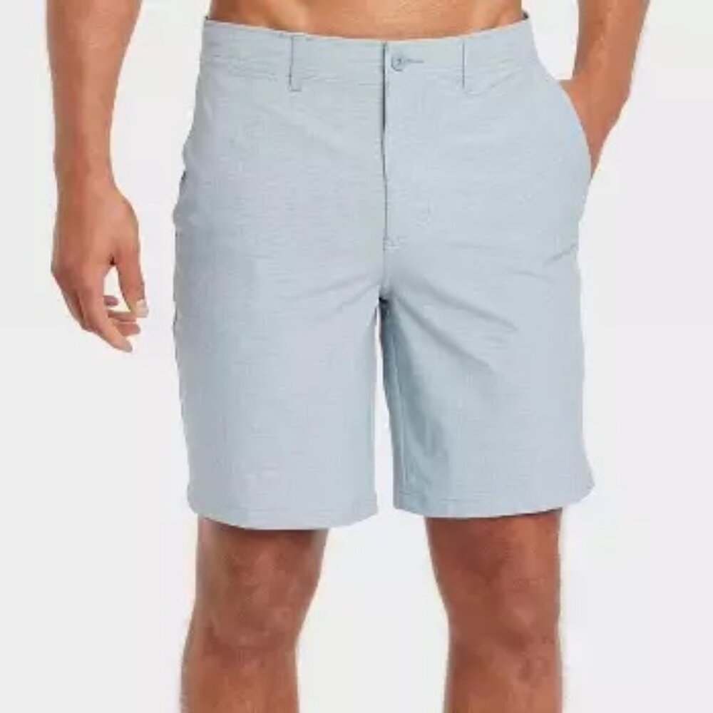 NWT Men's 7" Striped Seersucker Swim Trunks Blue and White